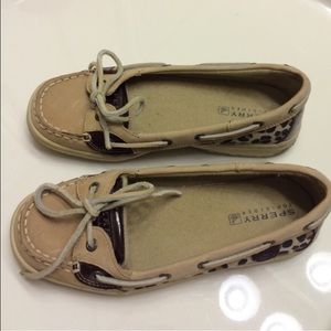 Sperry leopard print slide ons.