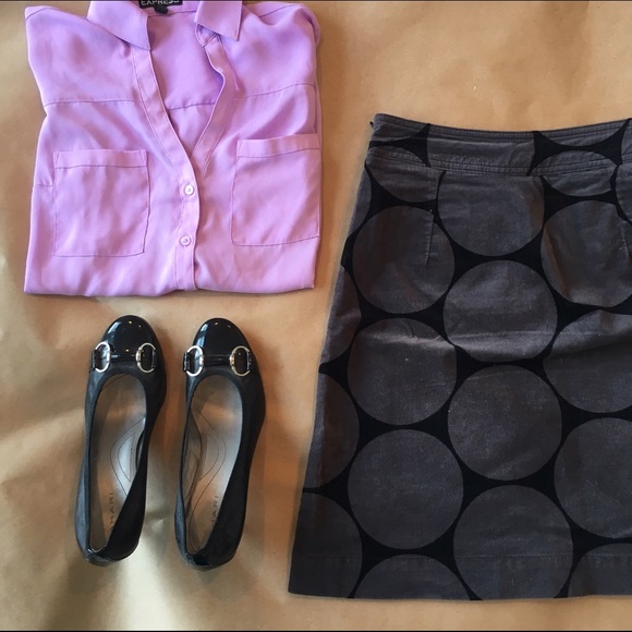 Boden Polka Dot Grey & Black Skirt - NWOT