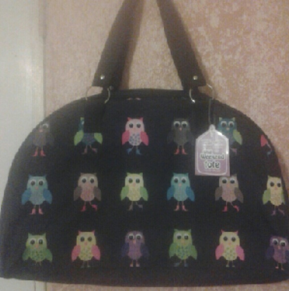 Black Tote with Colored Owls