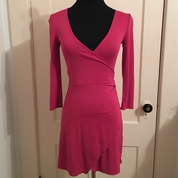 Sparkle & Fade Pink Faux Wrap Dress