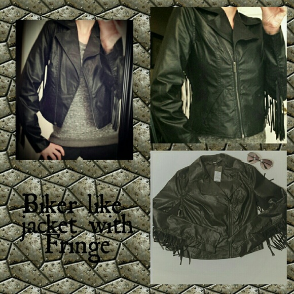 Faux Leather Jacket Asymmetrical Zip, Fringe