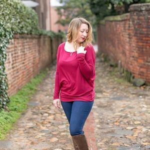 Maroon long sleeve top