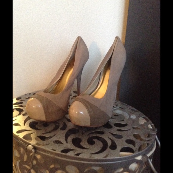 Taupe high heel platform