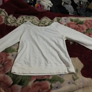 White sweater with back flower pattern