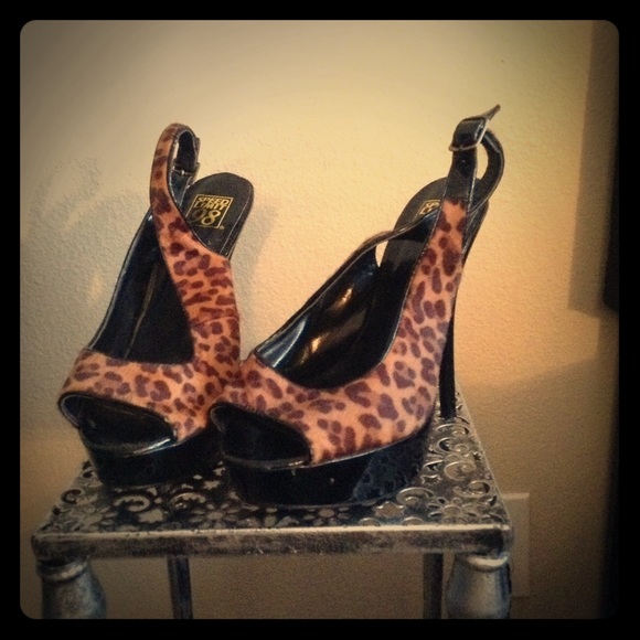 Faux leopard heels