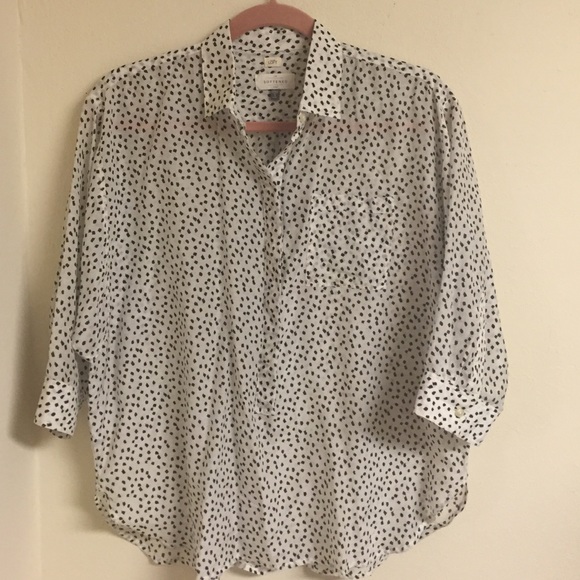 ❌SOLD❌AT LOFT Softened Black/white confetti blouse