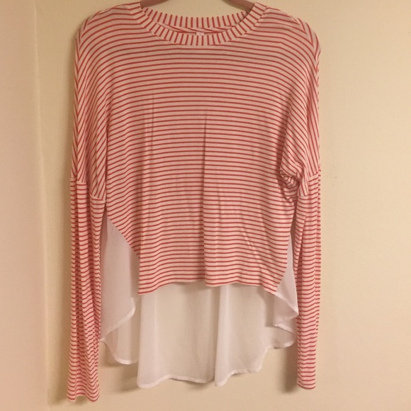 ❌ SOLD ❌ Orange/white striped blouse w/ sheer drop