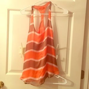 Glam orange and brown flowy tank