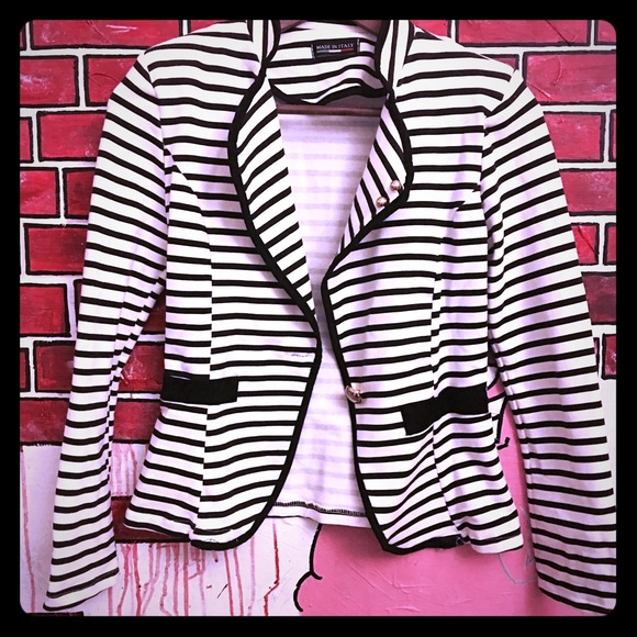 Light Black And White Striped Summer Blazer