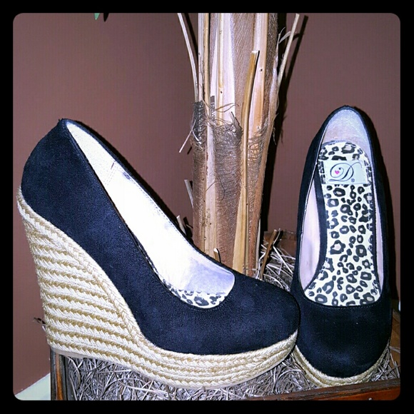 Black  Suede  Wedges