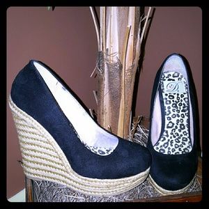 Black  Suede  Wedges