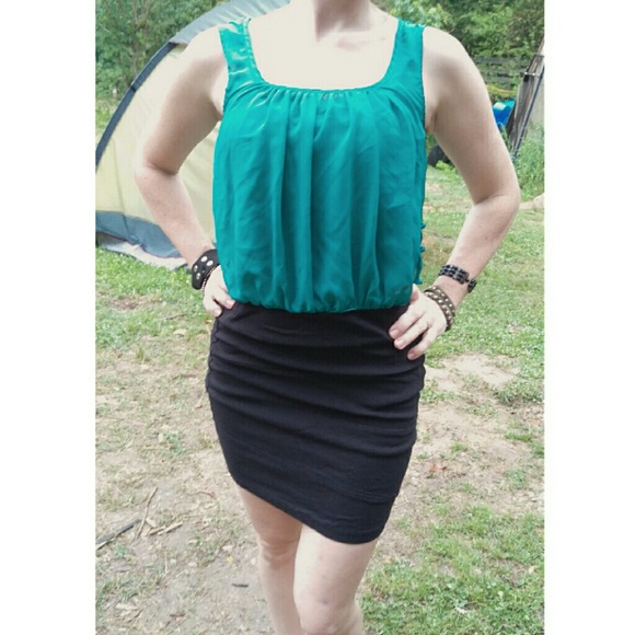 Blue and black short dress