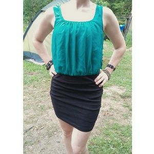 Blue and black short dress