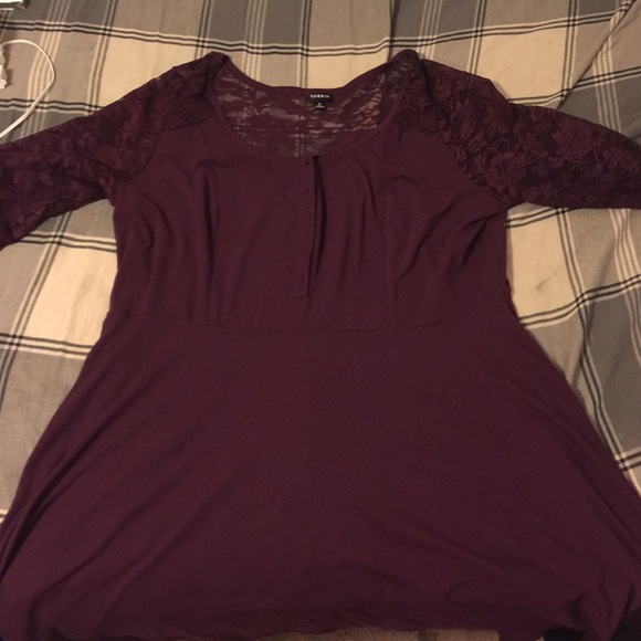 Pretty deep purple lacy dress.