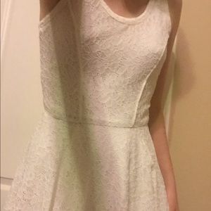 Express Floral White Lace Skater Dress