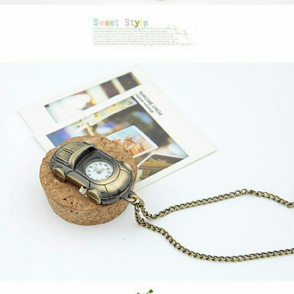 Vintage car pocket watch pendant necklace