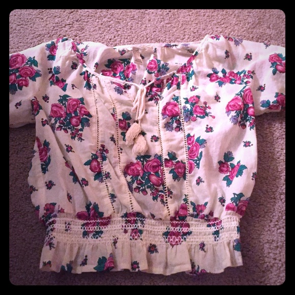 floral peasant crop top