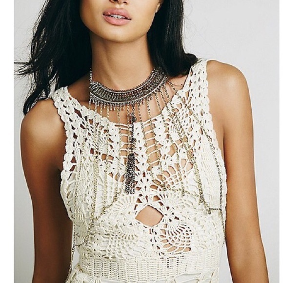 BUNDLED!!Free People Macramé Mini Dress Ivory $168 - Picture 2 of 4