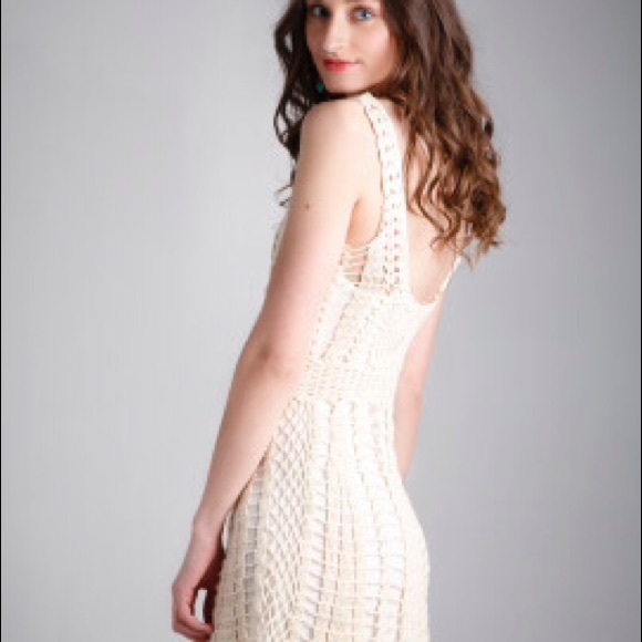 BUNDLED!!Free People Macramé Mini Dress Ivory $168 - Picture 4 of 4