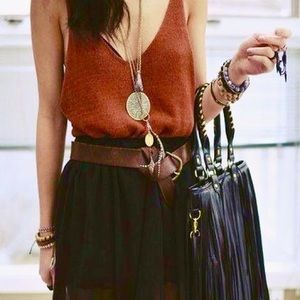 Zara Rusty Red Fringe Tank Size M