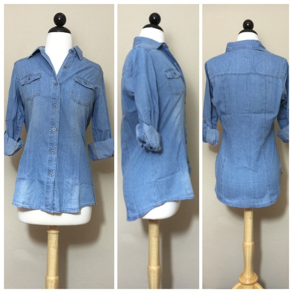 Denim shirt in mid wash - Picture 4 of 4