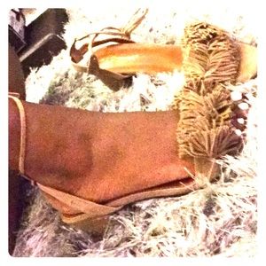 Fringe Tie Around Block Heel 🔥OMG big price drop!