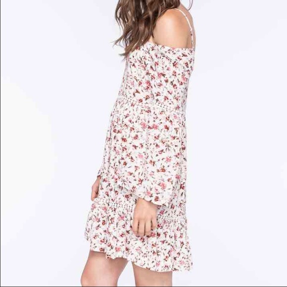 En Crème Cold Shoulder Multi floral Dress - Picture 3 of 4