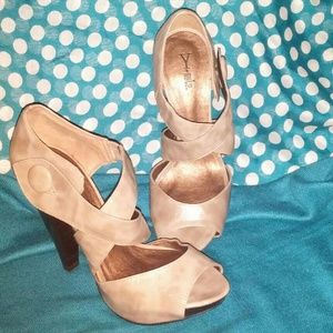 Beige Patent Leather Platform Sandals