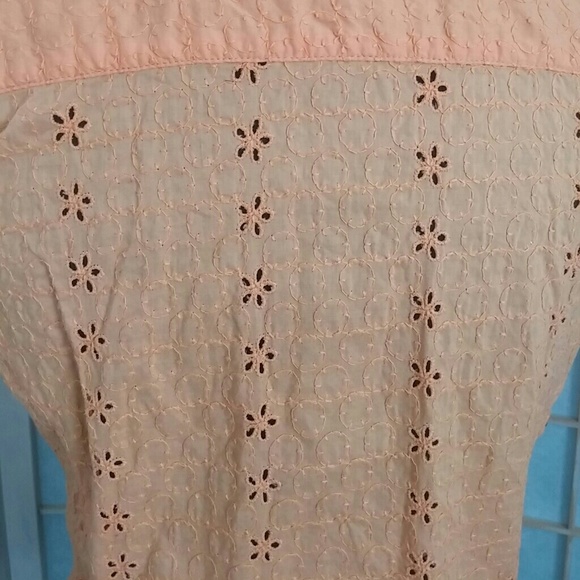 Orange cotton embroidered eyelet shirt - Picture 3 of 4