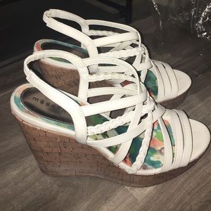 Madden Girl White Wedges