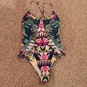 tropical tribal cut out one piece