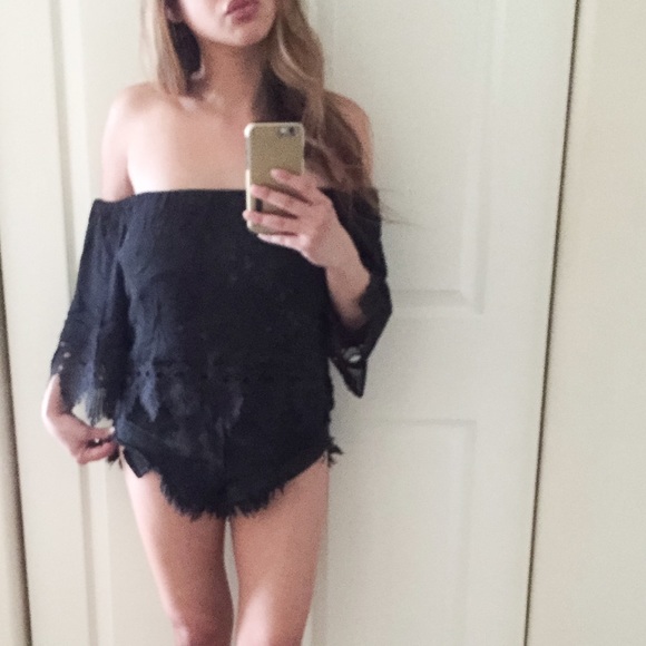 Off Shoulder Top With Lace Detail.