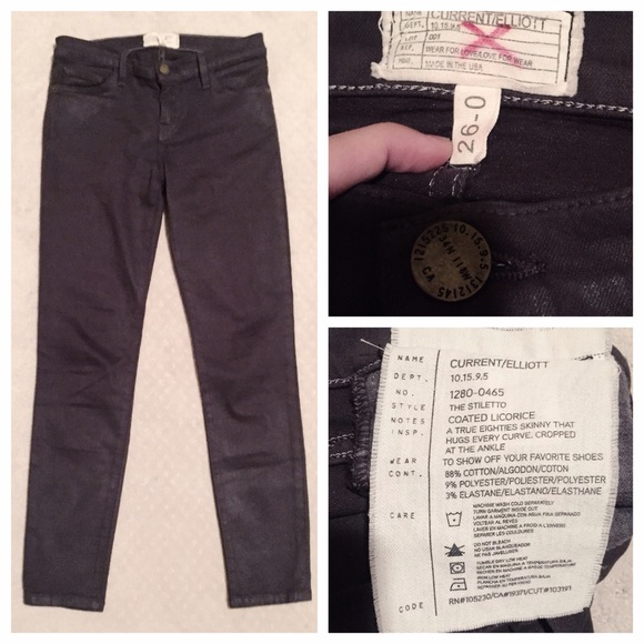 SOLD Current/Elliott Coated Stretch Stiletto Jeans - Picture 3 of 4