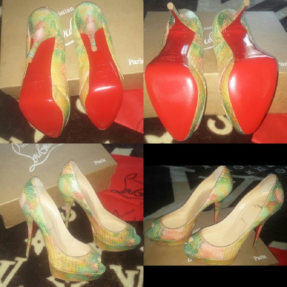 Christian Louboutin Python Peeptoe Pumps - Picture 2 of 4