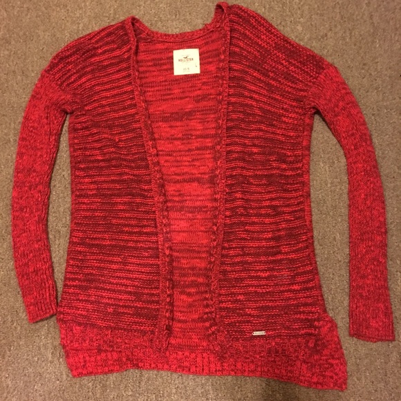 hollister red cardigan