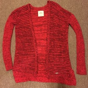 hollister red cardigan