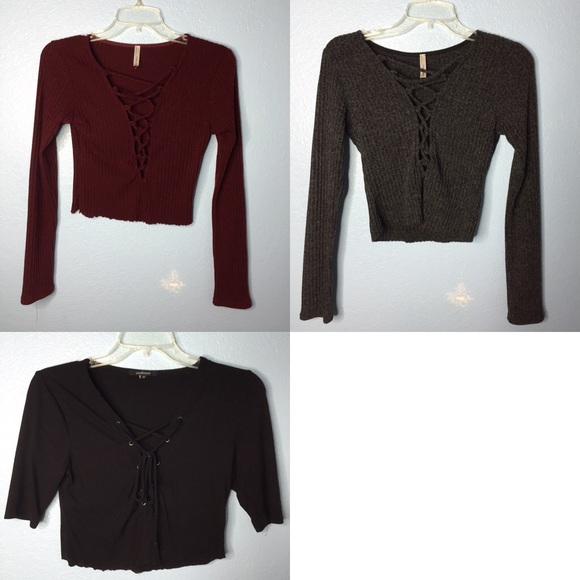 Lace up cropped tops bundle