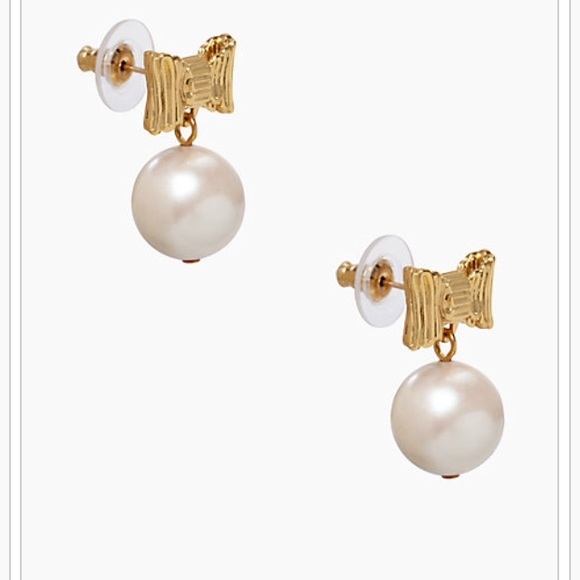 KATE SPADE "All Wrapped Up" Pearl & Bow Earrings - Picture 3 of 4