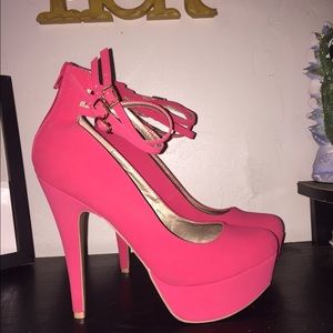 Bright pink/coral heels