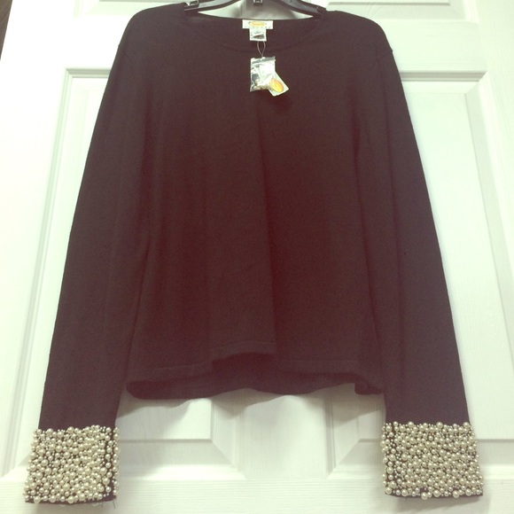 Talbots Silk Pearl Embellished Sweater