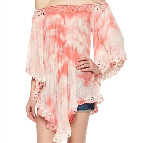 Golden by JPB Orange Crochet Tie-Dye Top