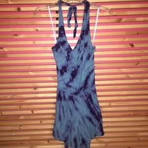 Tie dye young broke and fabulous romper