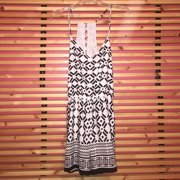 Black and white tribal print romper