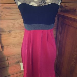Strapless tri-color dress