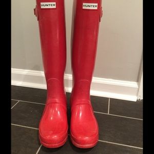 Glossy Red Hunter boots