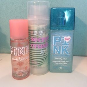 2 PINK body mists + Beauty Rush shimmer cream