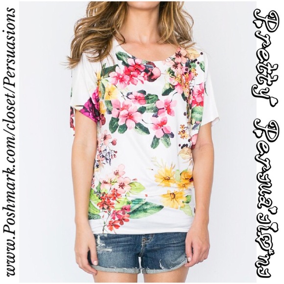 NWT Floral Dolman Sleeve Slouchy Top - Picture 3 of 4