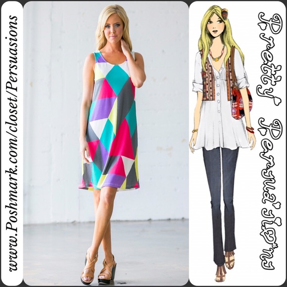 SOLD 🌻NWT Retro Print Sleeveless Shift Tank Dress - Picture 5 of 5