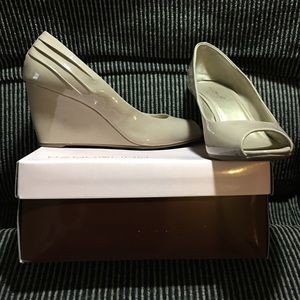 Bandolino Wedge Pumps - Nude Patent Leather