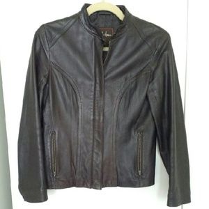 Cole Haan leather jacket. Dark brown